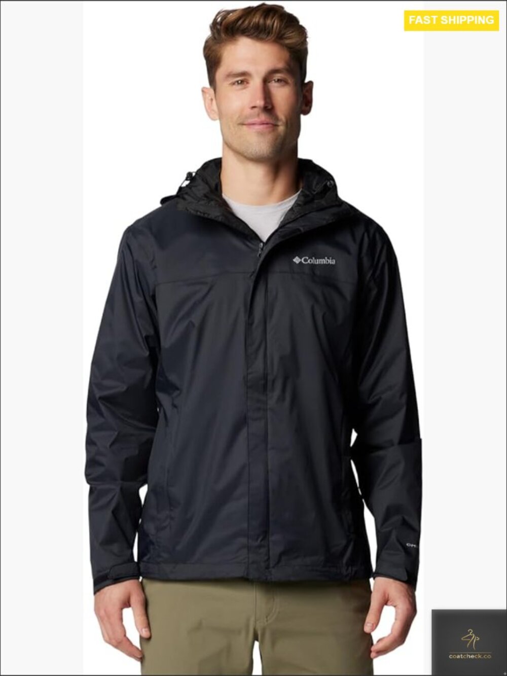 Men's Raincoat Waterproof Lightweight Packable Hooded Jacket Trench